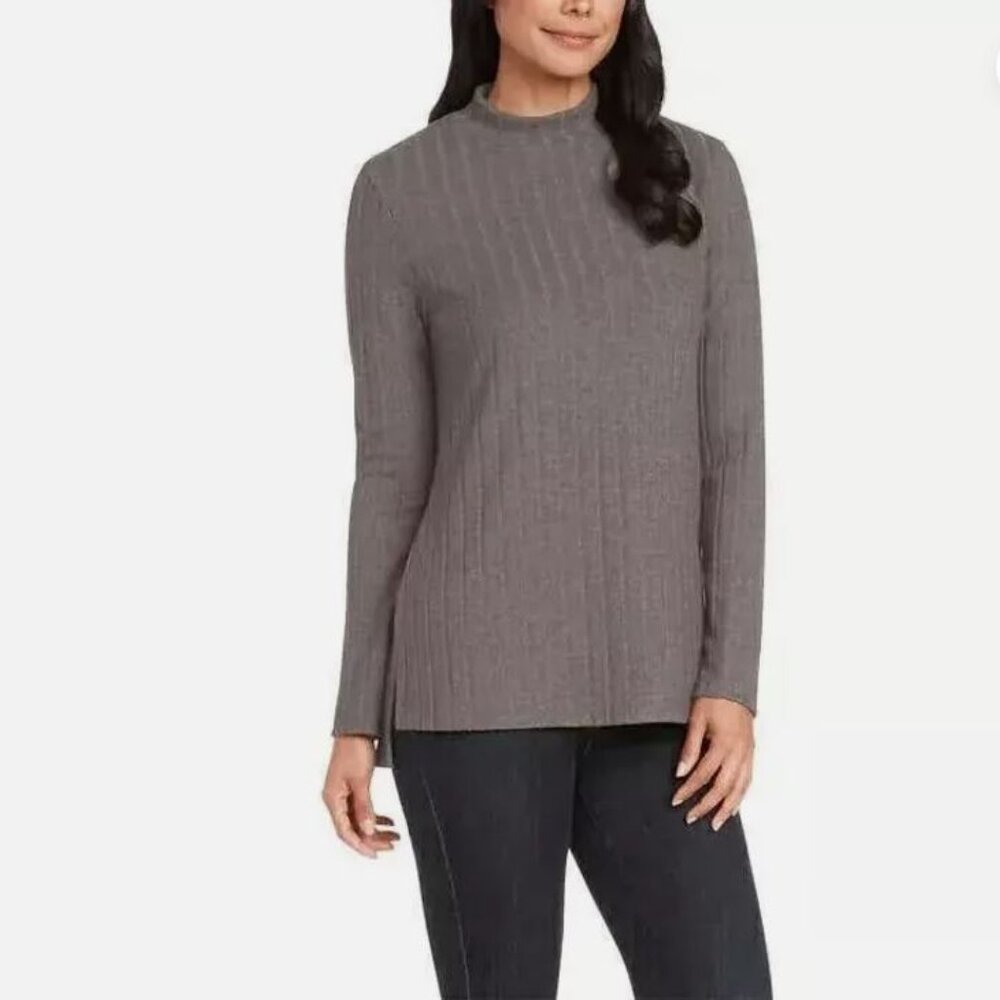 Matty M Heather Pebble Mock Neck Ribbed Tunic Medium